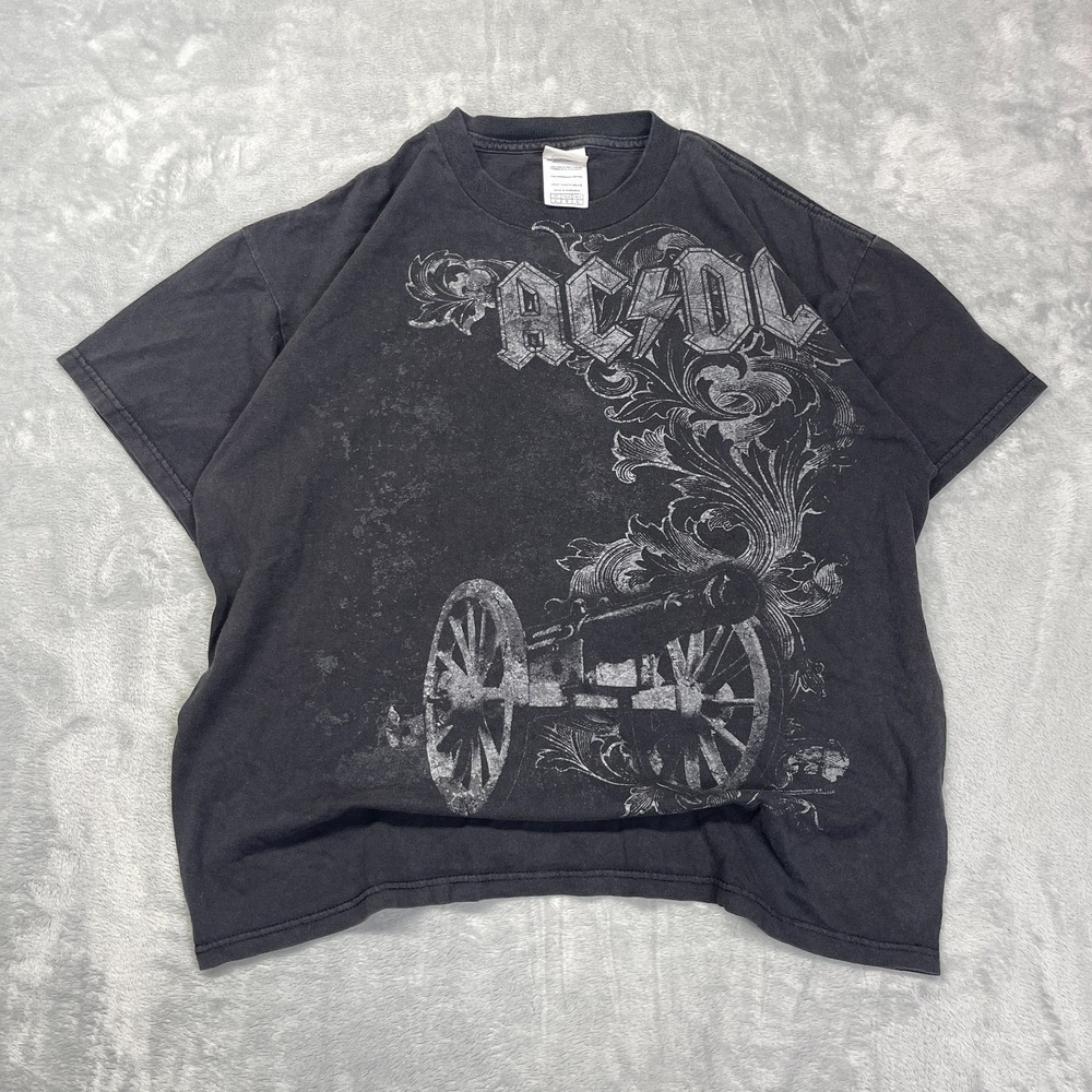 AC/DC T-Shirt Mens L Black Preshrunk Cotton Cannon Graphic Delta Pro Weight Tee